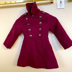 Double breast girls pea coat in burgundy !!